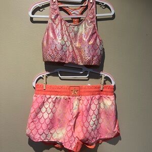Mermaid Pattern Athletic Shorts and Top Set
